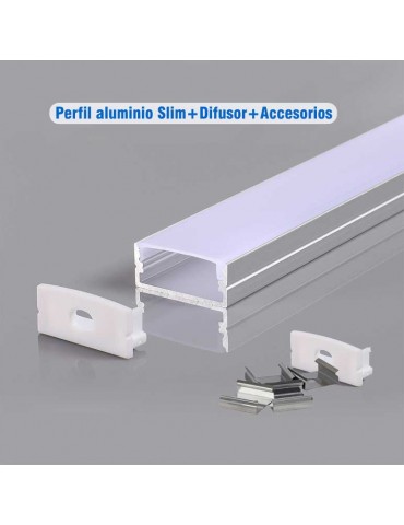 Perfil Aluminio superficie medio "A" completo accesorios - 1