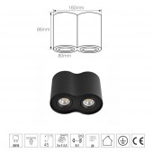 Aplique doble GU10 Negro Orientable - 4