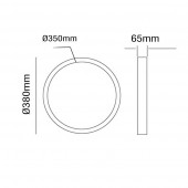 Plafón Led integrado Circular 24W de superficie dimensiones