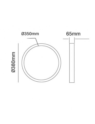 Plafón Led integrado Circular 24W de superficie dimensiones