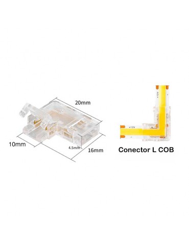 Conector HIPPO L Tira Led COB 10mm 12-24V - 3
