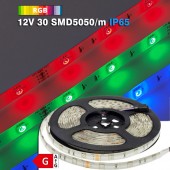Tira Led 12V RGB 30 SMD5050/m 7,2W/m IP65 - 1