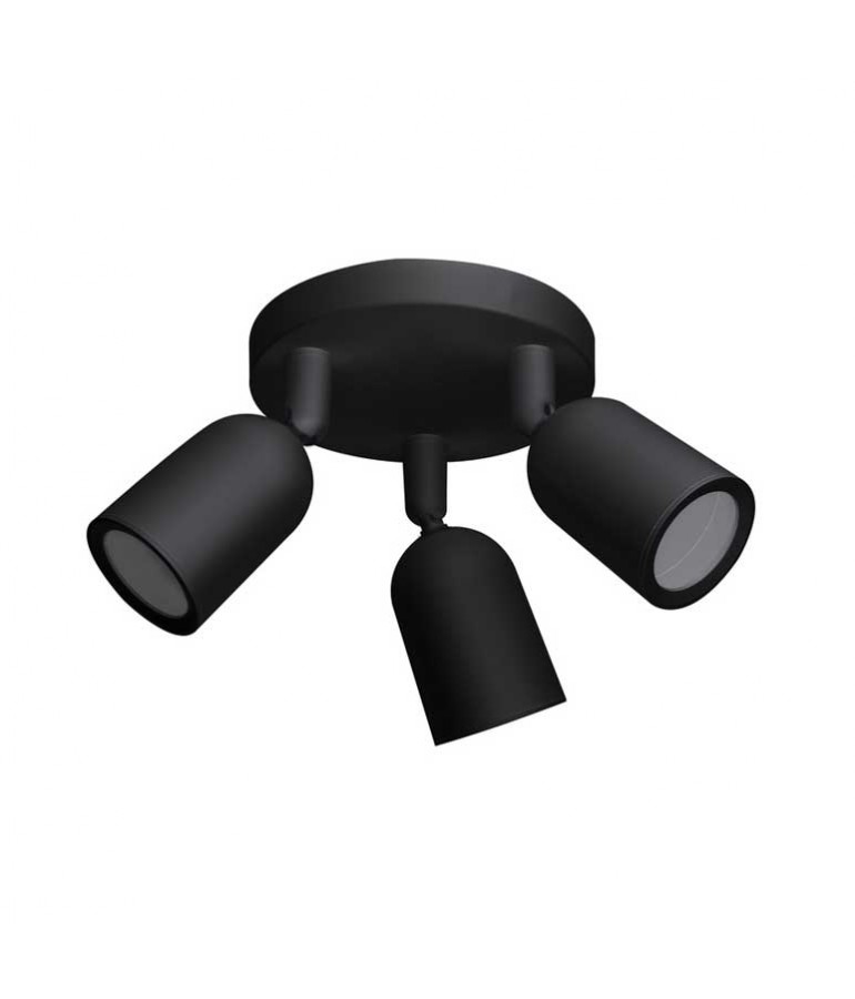 Aplique techo GU10 Negro Triple Orientable - 1