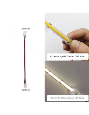 Conector HIPPO con cable Tira Led COB 8mm 12-24V - 3