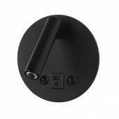 Aplique pared Lectura 8W negro interruptor y 2 USB - 1