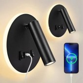 Aplique pared Lectura 8W negro interruptor y 2 USB - 4