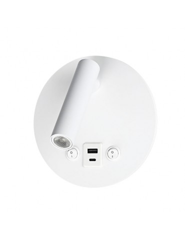 Aplique pared Lectura 8W blanco interruptor y 2 USB - 1