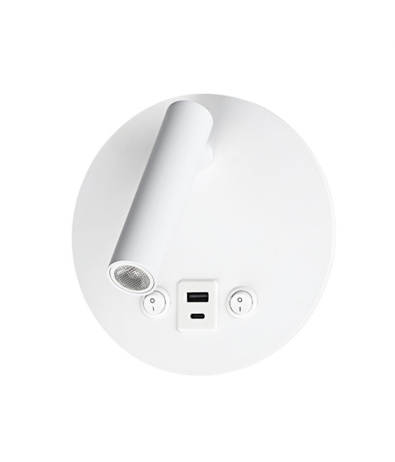 Aplique pared Lectura 8W blanco interruptor y 2 USB - 1