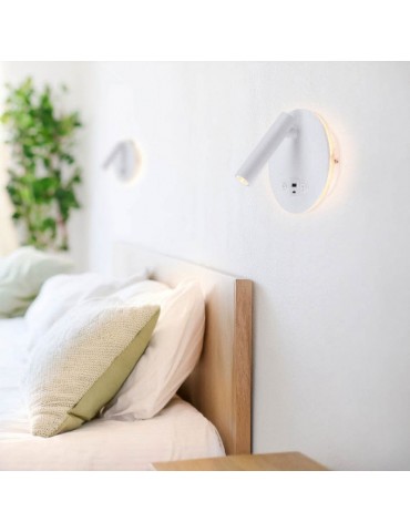 Aplique pared Lectura 8W blanco interruptor y 2 USB - 5