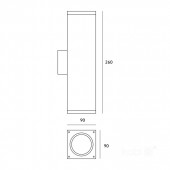 Aplique pared doble cara exterior negro QUERK 4 - 5