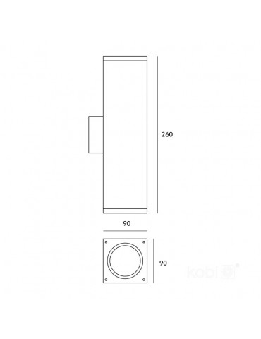 Aplique pared doble cara exterior negro QUERK 4 - 5