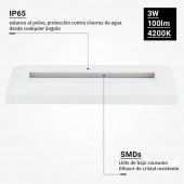 Aplique Escalera 3W LED rectangular blanco neutro IP65 - 2
