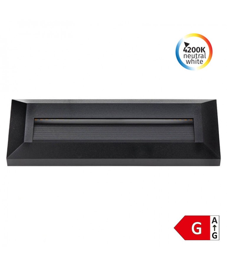 3W Aplique Escalera LED rectangular negro luz neutra IP65 - 1