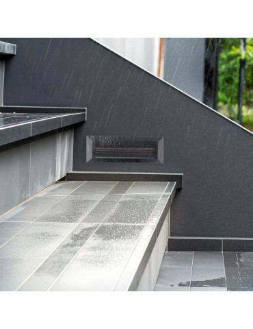 3W Aplique Escalera LED rectangular negro luz neutra IP65 - 3