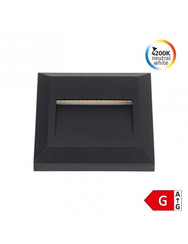 Aplique Escalera LED Cuadrado 2W negro luz neutra IP65 - 1