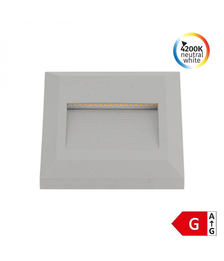Aplique Escalera LED Cuadrado 2W gris luz neutra IP65 - 1