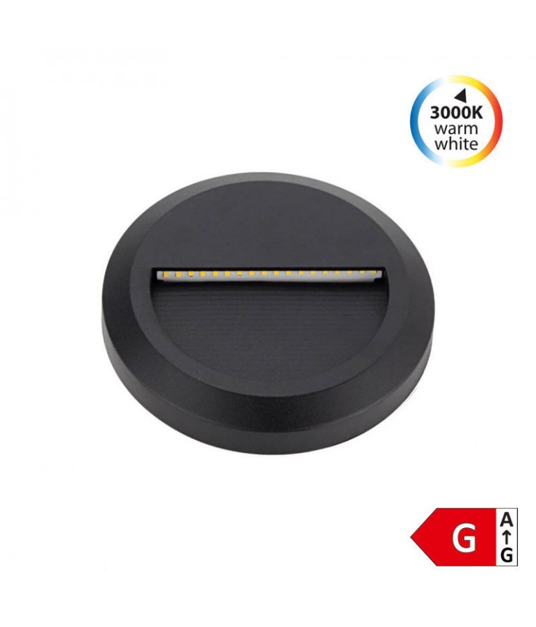Aplique Escalera LED circular Negro 2W IP65 - 1