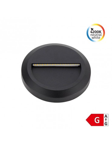 Aplique Escalera LED circular Negro luz neutra 2W IP65 - 1