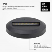 Aplique Escalera LED circular Negro luz neutra 2W IP65 - 3