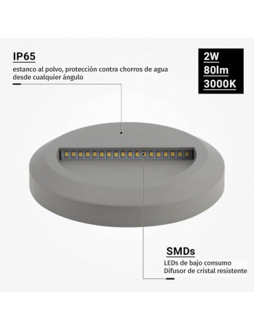 Aplique Escalera LED circular Gris cálido 2W IP65 - 3