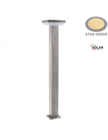 Baliza Solar LED CUADRADA INOX 80cm Sensor mov PIR