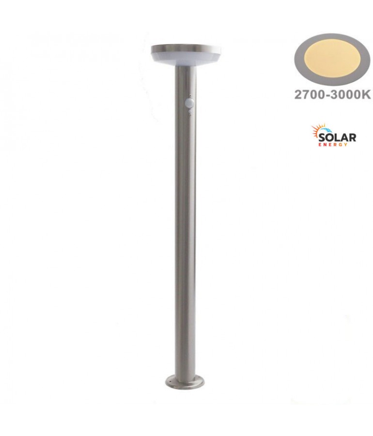 Baliza Solar LED CIRCULAR INOX 80cm Sensor mov PIR