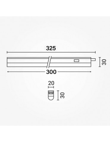 Regleta LED T5 30cm 3,4W interruptor adosable - 5