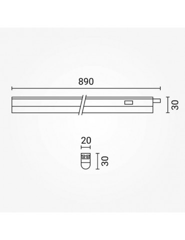 REGLETA LED T5 12W 90cm interconectable con interruptor - 3
