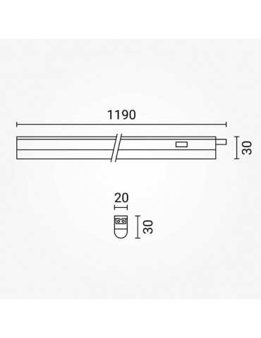 REGLETA LED T5 13W 120cm interconectable con interruptor - 6