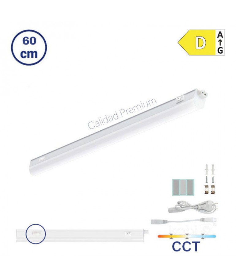 Regleta LED T5 60cm CCT 8W adosable interruptor - 1