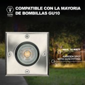 Foco suelo cuadrado empotrar GU10 IP67 inox - 3