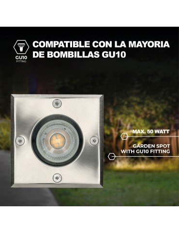 Foco suelo empotrar cuadrado GU10 IP65 inox - 4