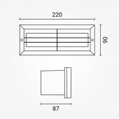 Aplique Muro E27 con rejilla Empotrar Rectangular - 4