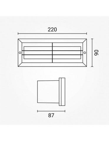 Aplique Muro E27 con rejilla Empotrar Rectangular - 4