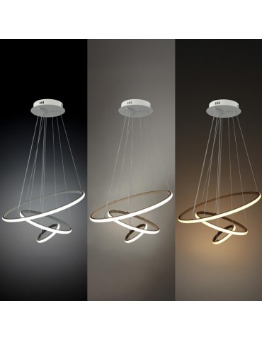 Lámpara 78W LED CCT colgante 3 Rings blanco Regulable - 3