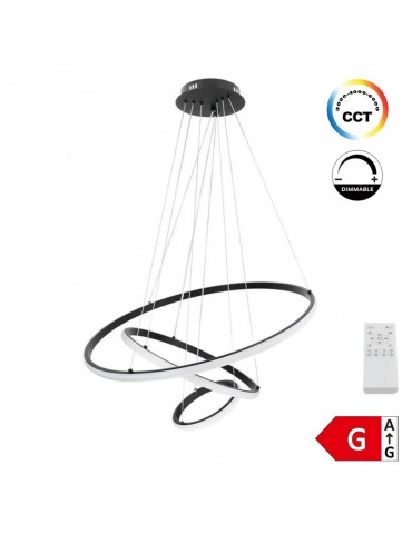 Lámpara 78W LED CCT colgante 3 Rings negro Regulable - 1