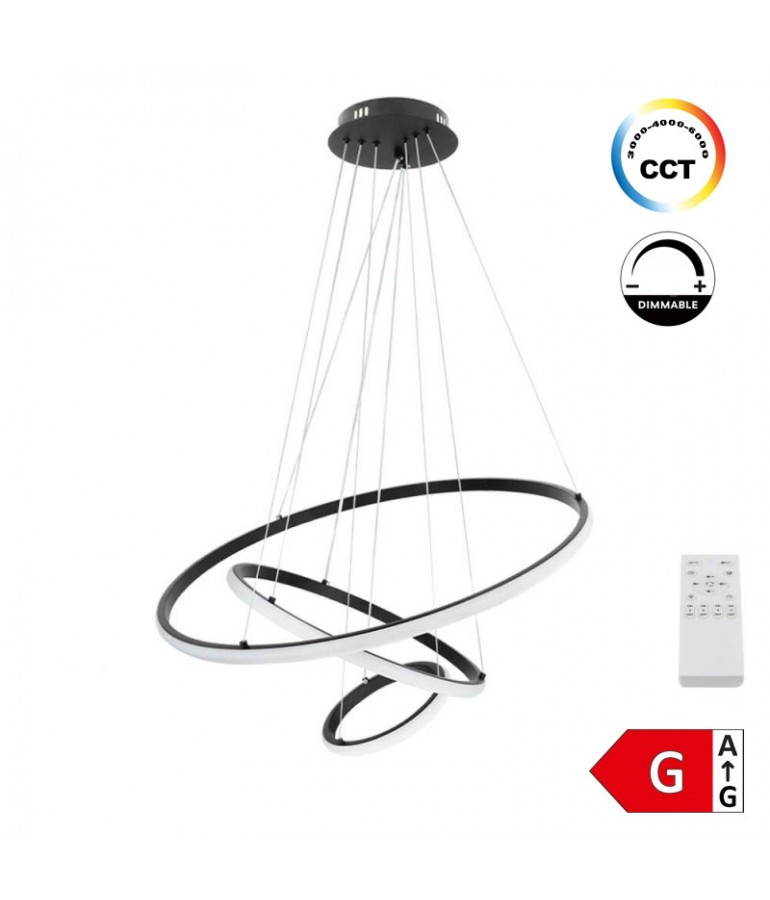 Lámpara 78W LED CCT colgante 3 Rings negro Regulable - 1