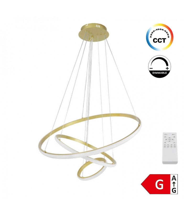 Lámpara 78W LED CCT colgante 3 Rings Gold Regulable - 1