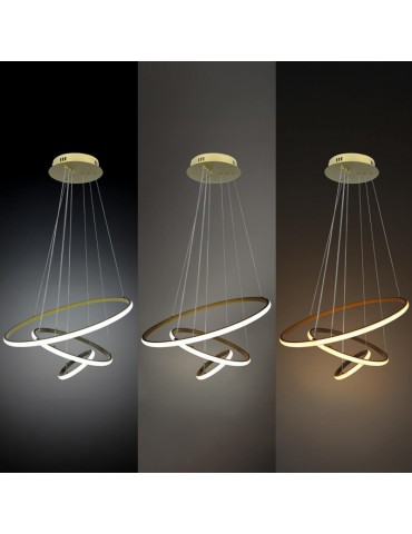 Lámpara 78W LED CCT colgante 3 Rings Gold Regulable - 3