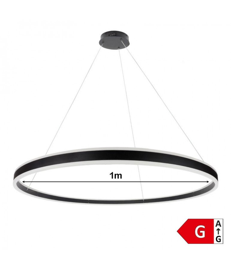 Lámpara 60W LED colgante 1m diámetro negro - 1