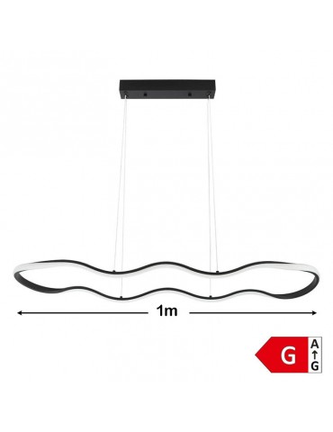 Lámpara 24W LED colgante 1m diámetro negro - 1