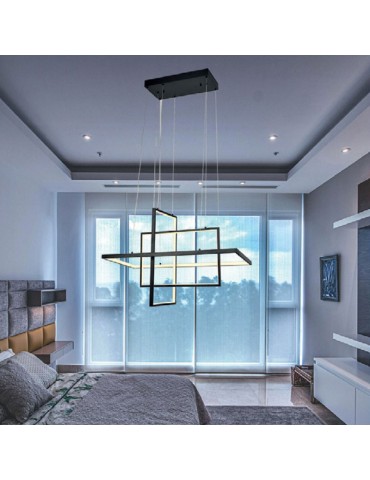 Lámpara 67W LED colgante Geo 80cm negro - 4
