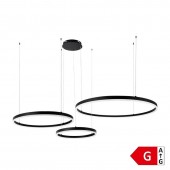 Lámpara 70W LED colgante 3 anillos negro calido - 1