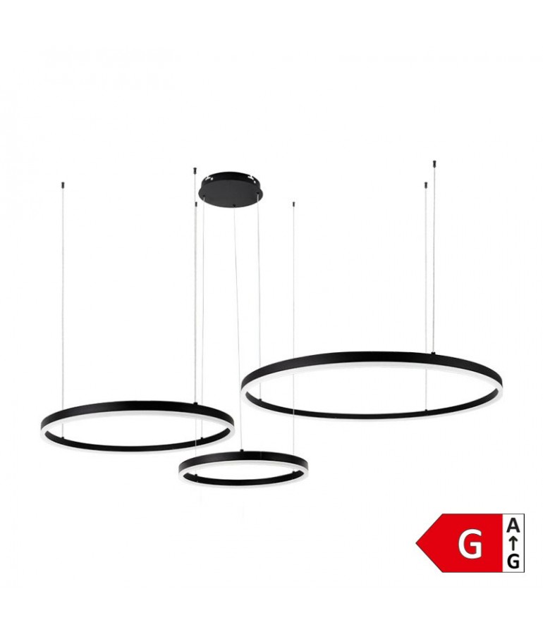 Lámpara 70W LED colgante 3 anillos negro calido - 1