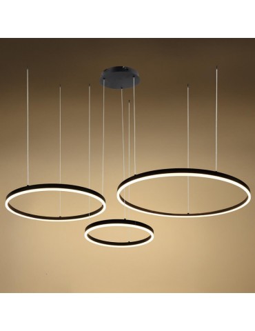 Lámpara 70W LED colgante 3 anillos negro calido - 3
