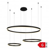 Lámpara 70W LED colgante 3 anillos negro calido - 4