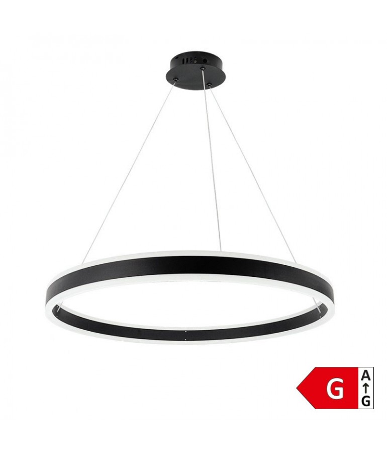 Lámpara 36W LED colgante anillo 60cm negro - 1