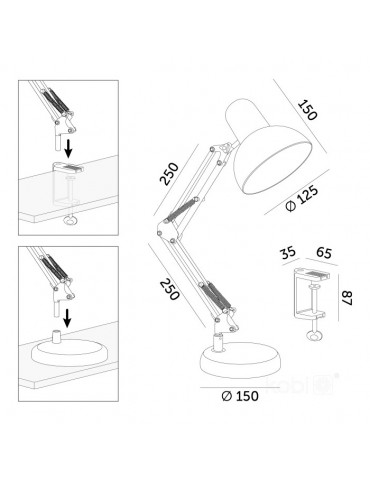 Lámpara  articulada led de mesa AURIQ E27 Blanca - 4