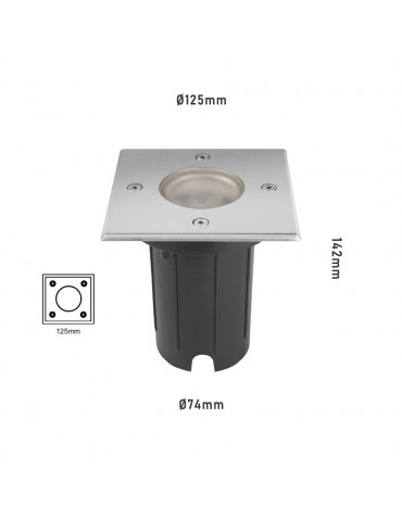 Foco Proyector LED de suelo Cuadrado Gil 120 dimensiones