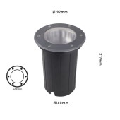 Foco Proyector E27 de suelo Circular Gil 190 empotrar dimensiones